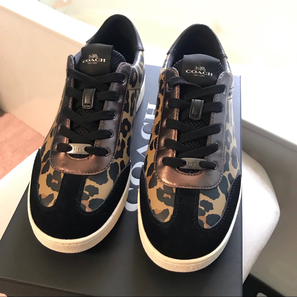 Coach Leopard Leather Sneaker Size 9 Like new!